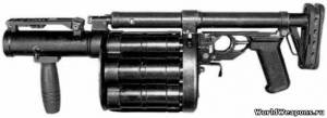 Гранатомет РГ-6 в транспортном положении (приклад и прицел сложены)